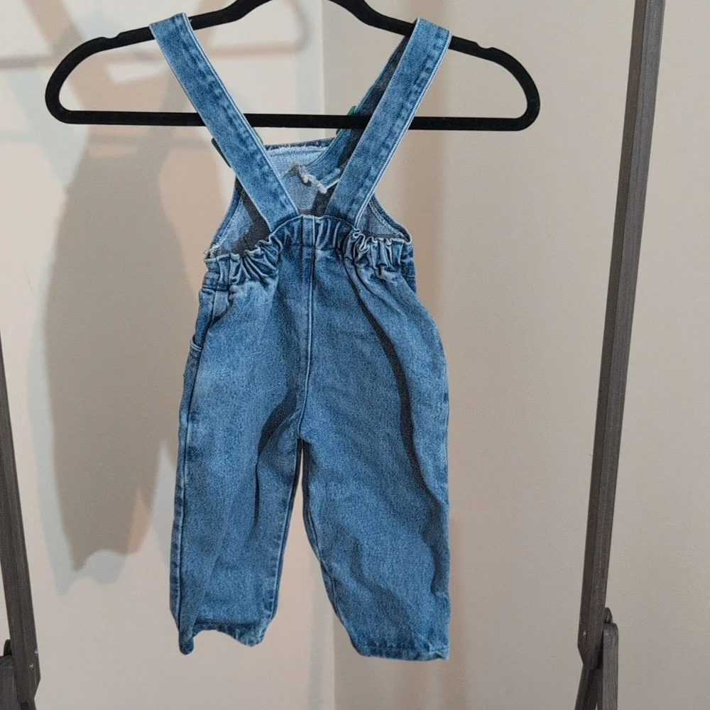 Vintage Denim Overalls With 4 colorful Patches - Picture 3 of 12